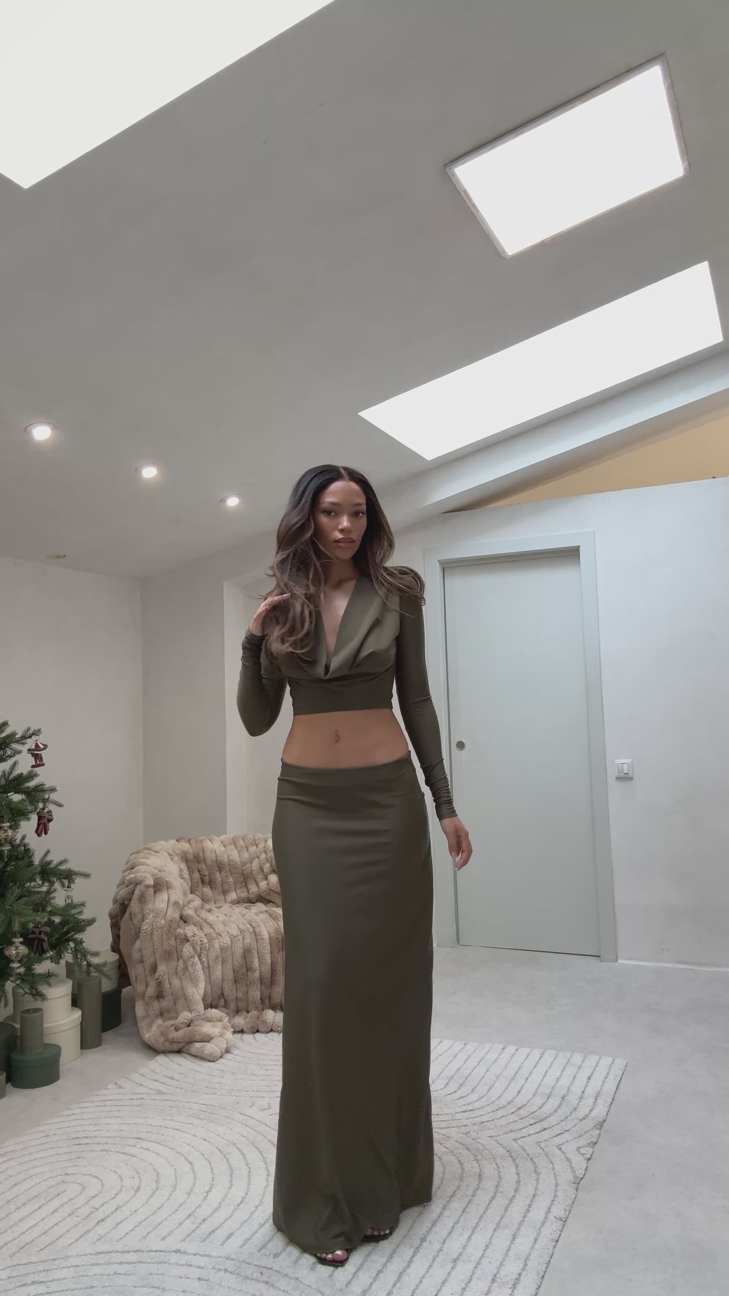 VÉRA - Top drapeado en Olive